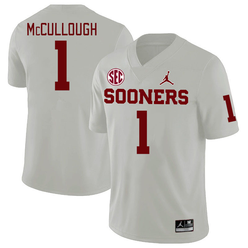 Men #1 Dasan McCullough Oklahoma Sooners 2024 SEC Conference College Football Jerseys-White